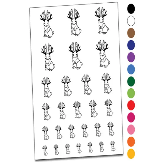 Standing Jackalope Mythical Rabbit with Antlers Temporary Tattoo Water Resistant Fake Body Art Set Collection Hot Pink {1}