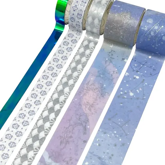 Wrapables Decorative Gold Foil Washi Tape and Sticker Set for Stationery, Diary, Card Making (10 Rolls & 10 Sheets) Celestial Beings {3}