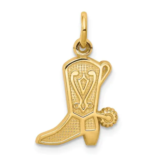 10K Yellow Gold Polished Cowboy Boot & Spur Charm Jewerly 20mm x 12mm {1}