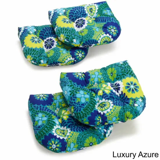 19-inch U-Shaped Spun Polyester Outdoor Tufted Dining Chair Cushions (Set of 4) - Luxury Azure {1}