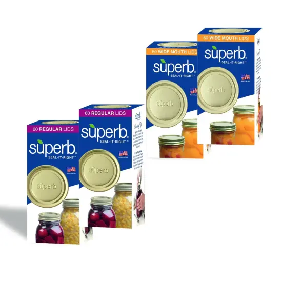 Superb Sealing Solutions Canning Lids - Mason Jar Lid Toppers Fit Ball and Kerr Jars, 2.75 inch Food Grade with Thick Seals, USA Made, 120 Count {2}