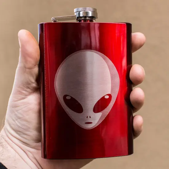 8oz RED Alien Flask {3}