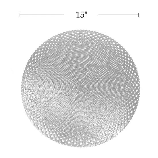 Wrapables Vinyl Metallic Colored Placemats for Weddings, Parties, Special Events (Set of 4), Silver Round Dots {4}