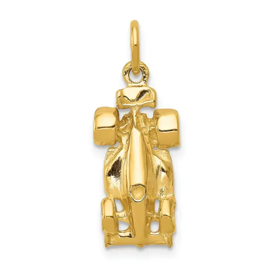 14K Yellow Gold 3D Race Car Charm Sports Racing Jewelry 22mm x 10mm {1}