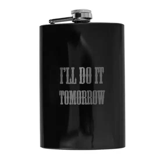 8oz BLACK I'll Do It Tomorrow Flask {1}
