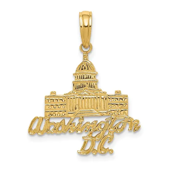 14K Yellow Gold Washington DC Capitol Building Charm Jewerly 24mm x 20mm {1}