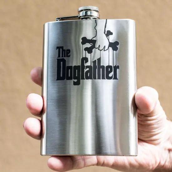 8oz The Dogfather Stainless Steel Flask {3}
