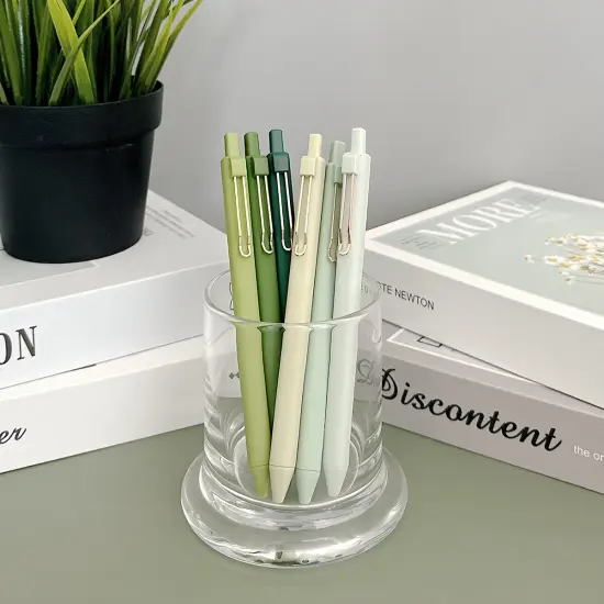 Wrapables Retractable Black Ink Gel Pens, 0.5mm Fine Point, Stationery Supplies for Home and Office (Set of 6) Green {4}