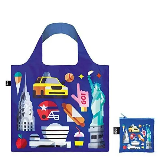 LOQI HEY Studio New York Reusable Shopping Bag, Blue {2}