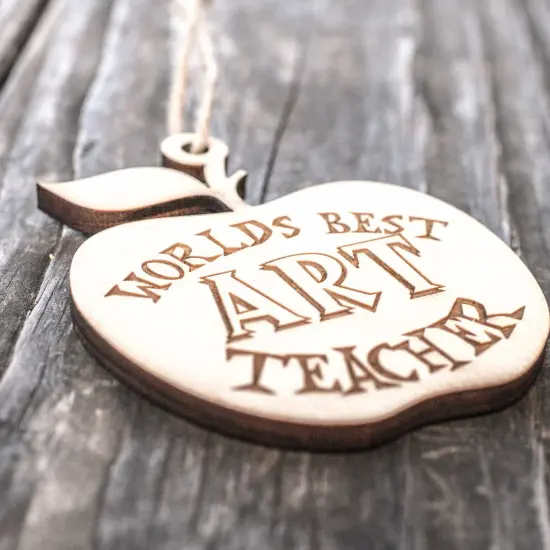 Ornament - World's Best Art Teacher - Raw Wood 3x3in {2}