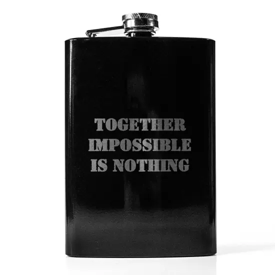 8oz BLACK Together Impossible is Nothing Flask {1}