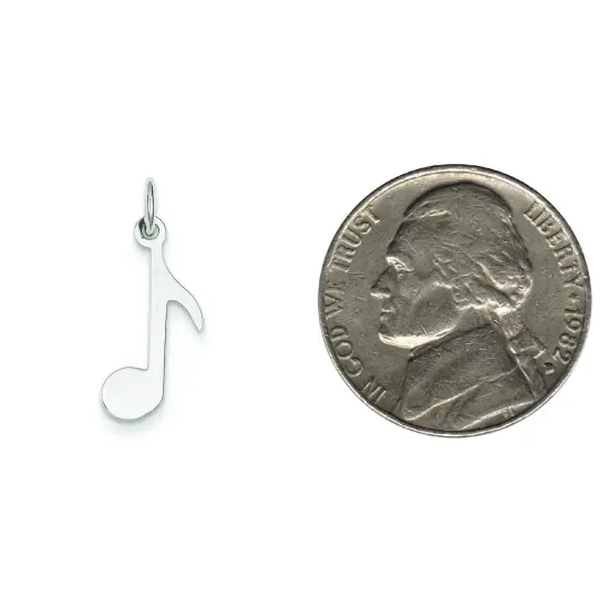 Sterling Silver Eighth Note Charm Pendant Music Jewelry 19mm x 9mm {2}