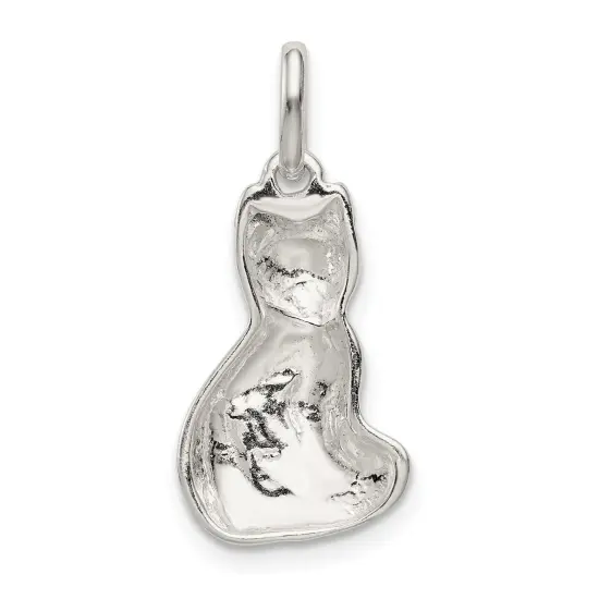 Sterling Silver Cat Charm Pendant Kitty Jewelry 18mm x 11mm {3}