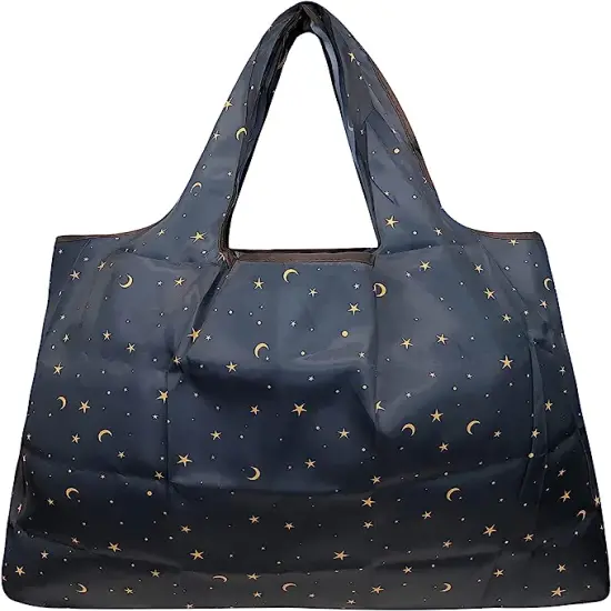 Wrapables Large Foldable Tote Nylon Reusable Grocery Bags, 5 Pack Nighttime Adventures {4}