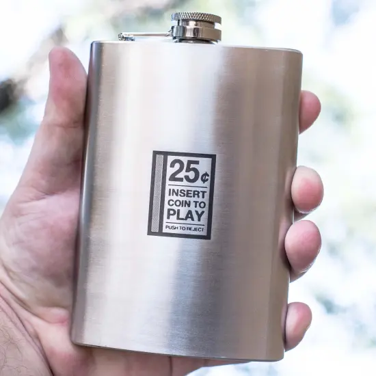 8oz Insert to Play Stainless Steel Flask {1}