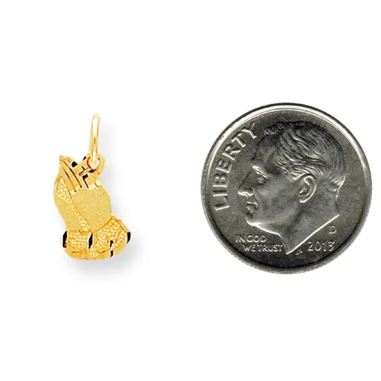 10K Yellow Gold Praying Hands Charm Pendant Jewelry 16mm x 10mm {2}