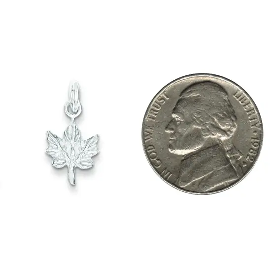 Sterling Silver Maple Leaf Charm Jewelry FindingKing 17mm x 11mm {2}