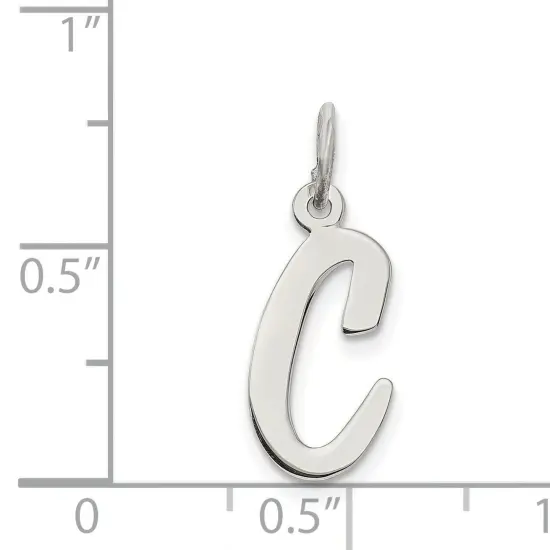 Sterling Silver Medium Script Initial Letter C Charm Jewerly 18mm x 8mm {5}