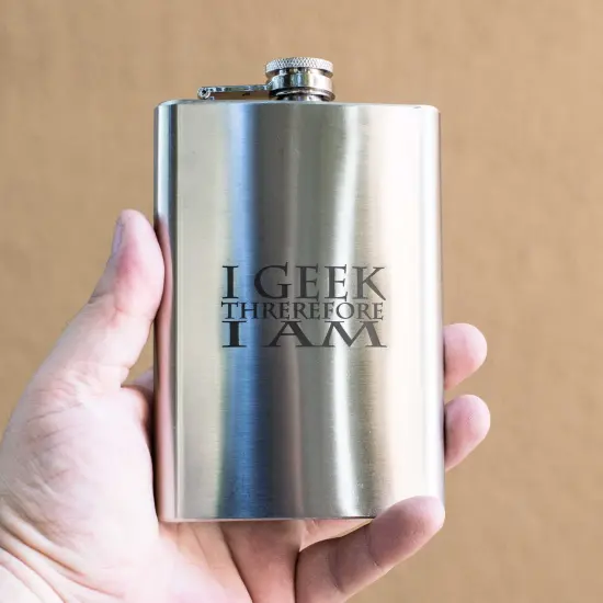 8oz I Geek Therefore I Am Stainless Steel Flask {3}