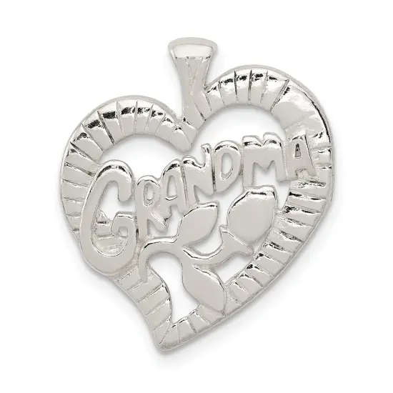 Sterling Silver Grandma Heart Charm Pendant Jewelry 20mm x 22mm {1}