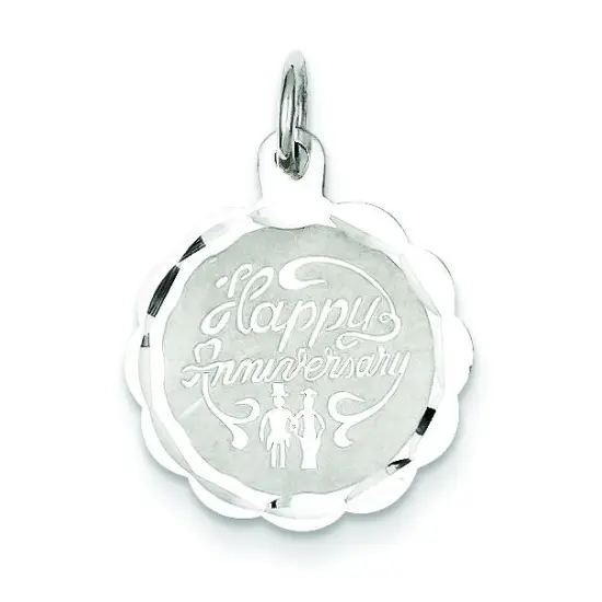 Sterling Silver Happy Anniversary Charm FindingKing Jewerly 23mm x 16mm {1}