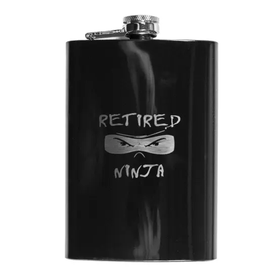 8oz BLACK Retired Ninja Flask {1}