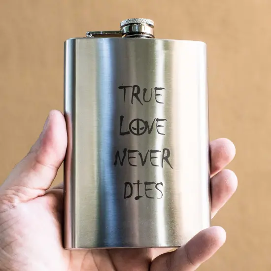 8oz True Love Never Dies Stainless Steel Flask {3}