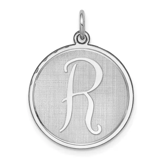 Sterling Silver Brocaded Initial Capital R Charm Jewerly 27mm x 20mm {1}