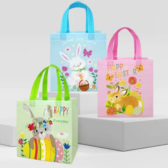 Wrapables Non-woven Easter Gift Bags, Easter Treat Bags for Egg Hunt (Set of 8) Bunnies {1}