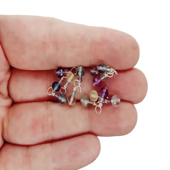 Rainbow Fluorite Charms, 10 pieces, Tiny Faceted Gemstone Bead Dangles, Adorabilities {5}