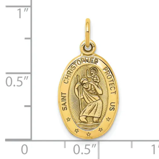 10K Yellow Gold Saint Christopher Pendant Charm New 25 X 11mm Jewerly {5}