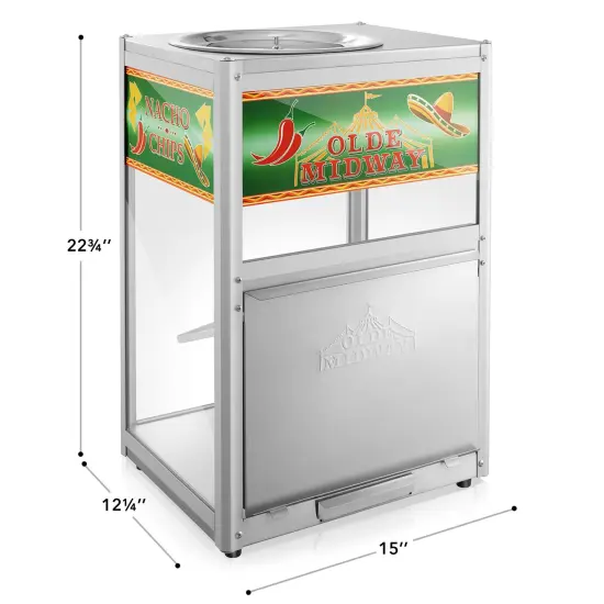 Olde Midway Nacho Chip Warmer Machine with Scoop, Commercial Grade Stainless Steel Concession Stand Display with Glass Door {6}