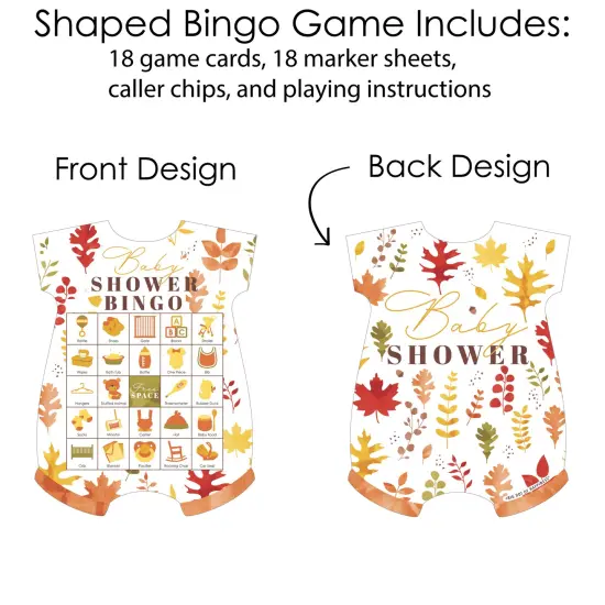 Big Dot of Happiness Fall Foliage Baby - Picture Bingo Cards and Markers - Autumn Leaves Baby Shower Shaped Bingo Game - Set of 18 {4}