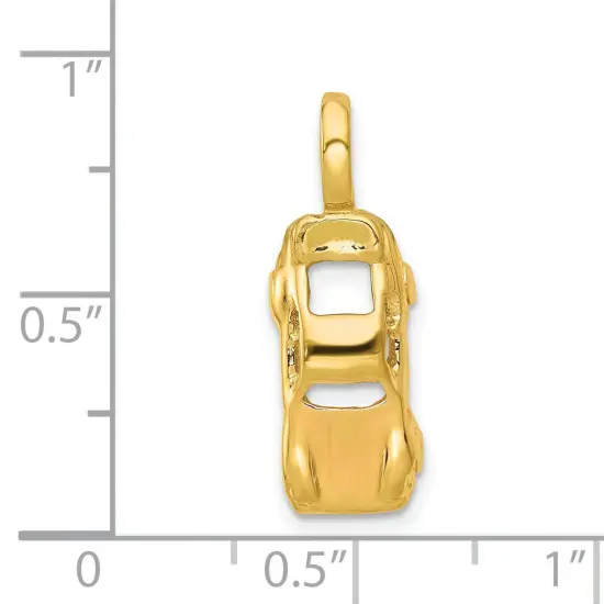 14K Yellow Gold 3D Sports Car Charm Polished Jewelry 20mm x 10mm {4}