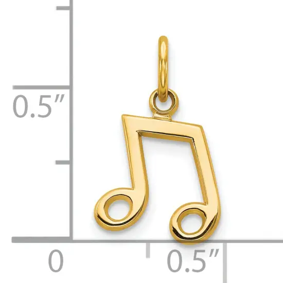 10K Yellow Gold Two Eighths Musical Note Charm Jewelry {3}