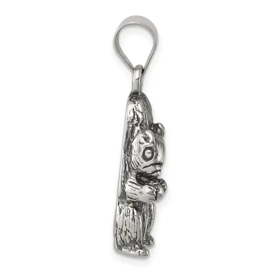 Sterling Silver Antiqued Squirrel Charm Pendant Jewelry 24mm x 10mm {4}