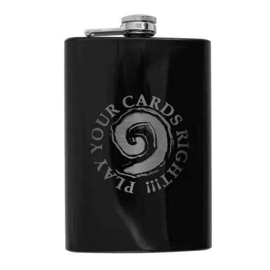 8oz BLACK Play Your Cards Right Flask {1}
