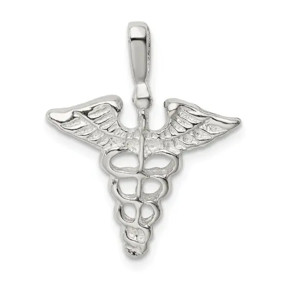 Sterling Silver Caduceus Charm Medical Pendant Jewelry 25mm x 20mm {3}