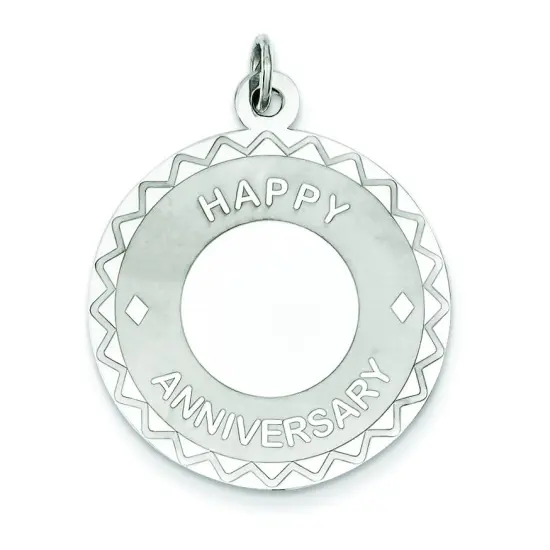 Sterling Silver Happy Anniversary Engravable Charm Jewerly 34mm x 26mm {1}