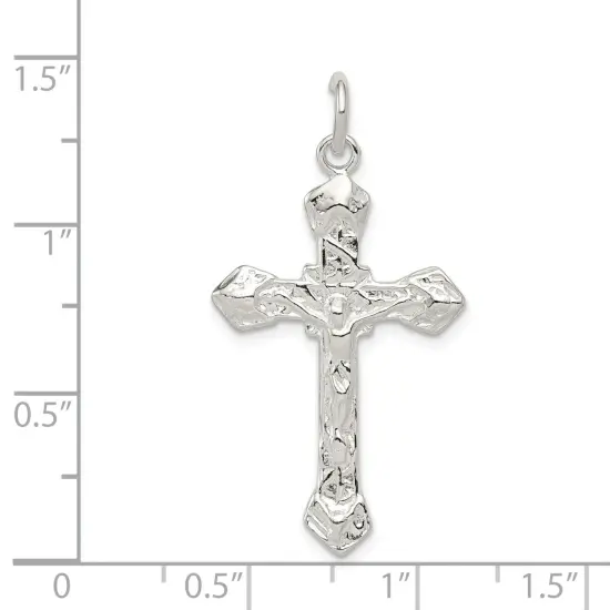Sterling Silver Crucifix Charm Religious Jewelry 37mm x 20mm {4}