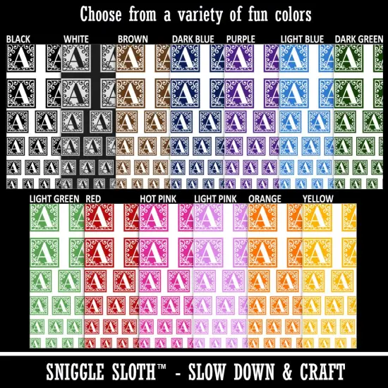 Monogram Swirls Capital Letter A Temporary Tattoo Water Resistant Fake Body Art Set Collection Orange {2}