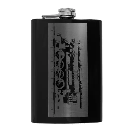 8oz BLACK 1225 Steam Locomotive Flask Train Novelty {1}