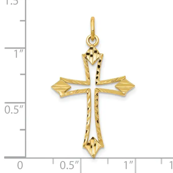 10K Gold Cross Charm Pendant Jewelry 32 x 21mm {2}
