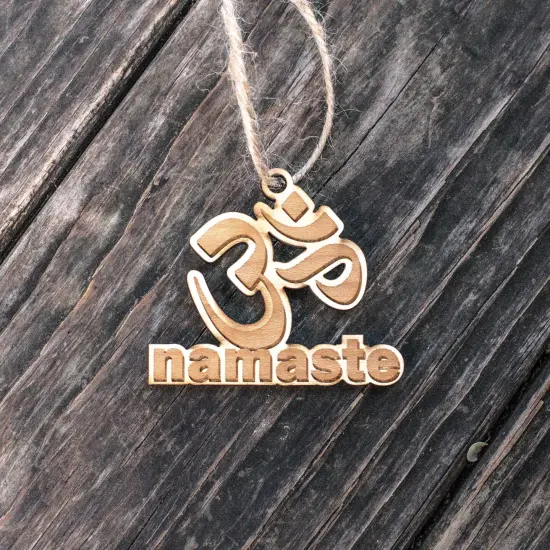 Ornament - Namaste - Raw Wood 3x3in {3}