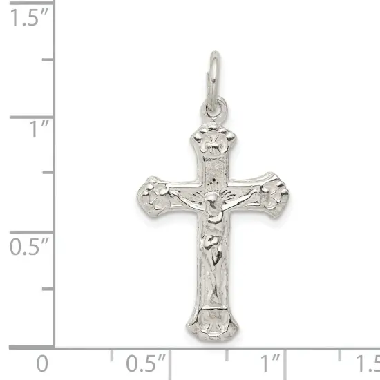 Sterling Silver Crucifix Charm Religious Jewelry 32mm x 16mm {4}
