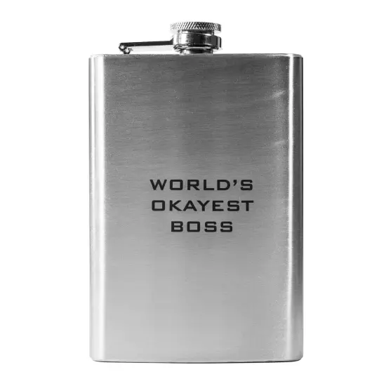 8oz World's Okayest Boss Stainless Steel Flask {3}