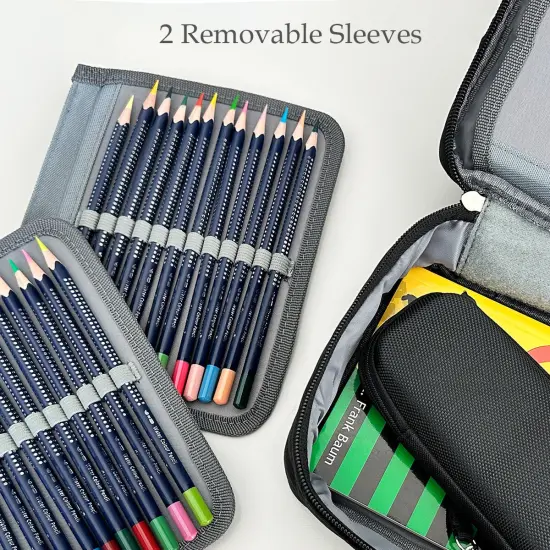 Wrapables Large Capacity 72 Slot Pencil Case for Colored Pencils, Stationery Pouch, Black {5}