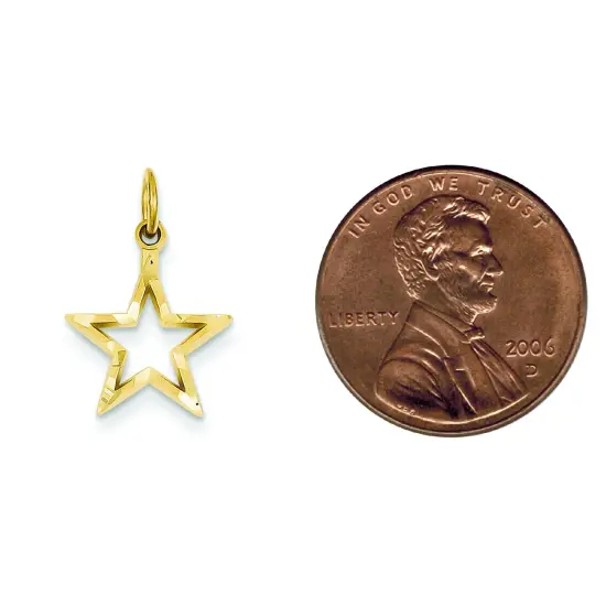 14K Yellow Gold Star Charm Pendant Jewelry FindingKing {2}