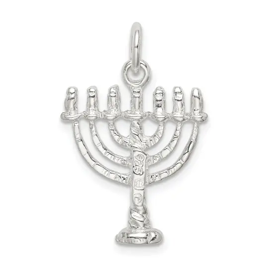 Sterling Silver Menorah Charm Jewerly 22mm x 17mm {3}