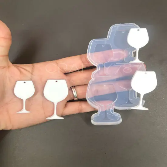 Wine Glass Dangle Earring/Keychain Silicone Mold (C14) {1}